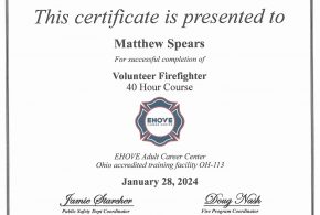 Letter to the Editor: Matthew Spears, Certified State of Ohio Volunteer Firefighter